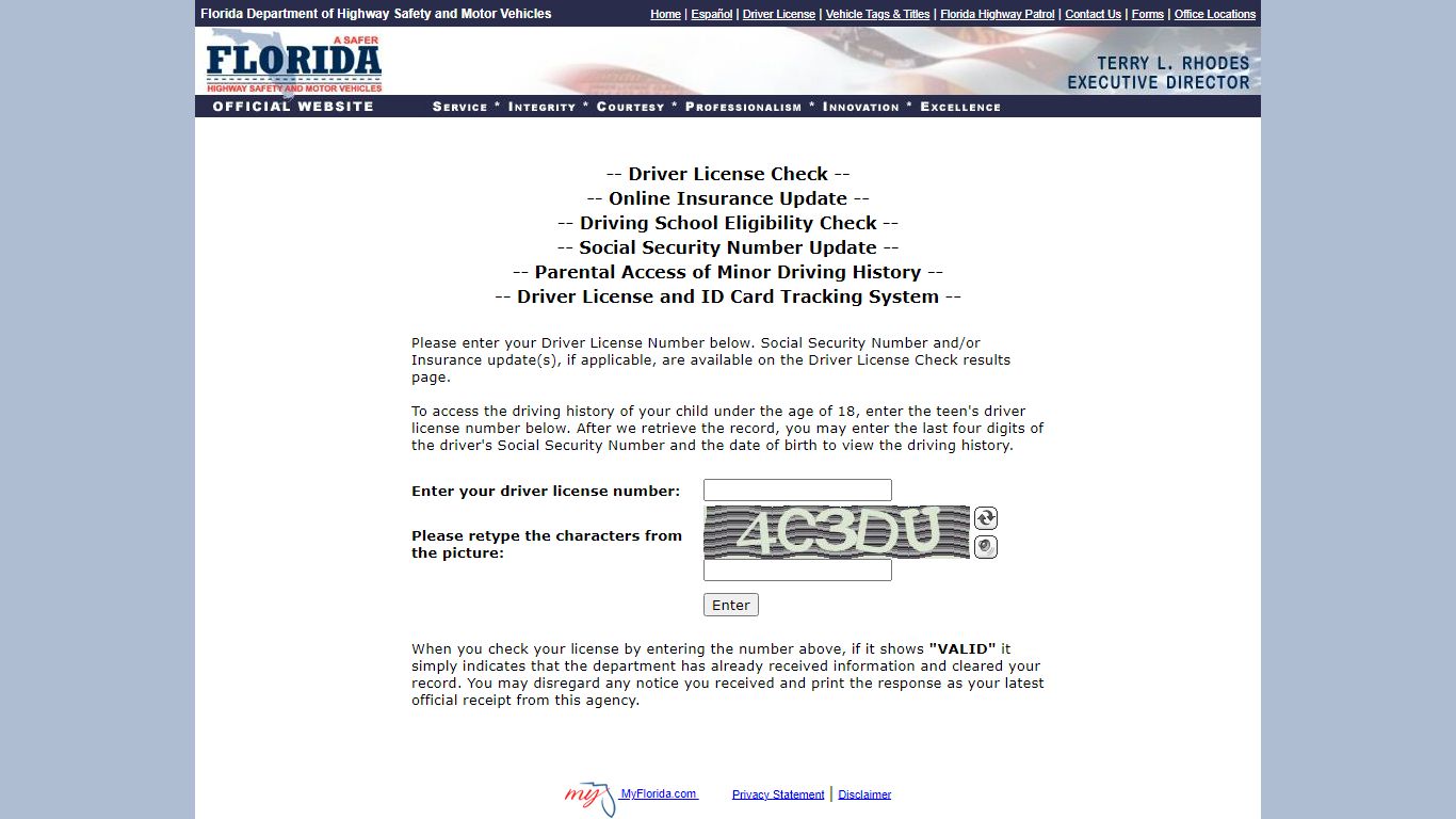 Driver License Check - Florida Department of Highway Safety and Motor ...